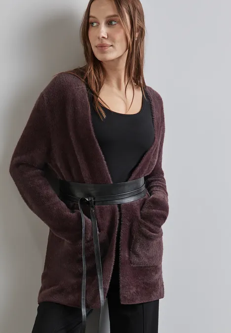 Federgarn-Cardigan enigma red