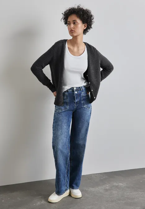 Kurzer Cardigan gravel grey mel.