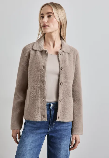 Vest van verengaren breezy beige