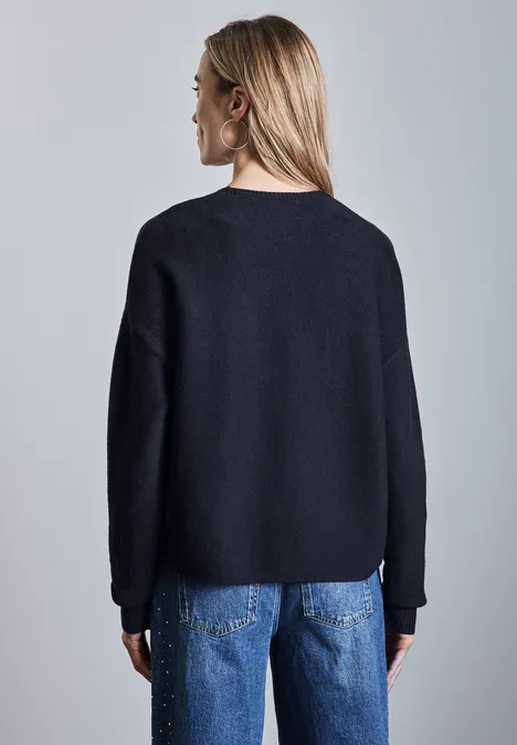 Offener Strukturcardigan deep blue