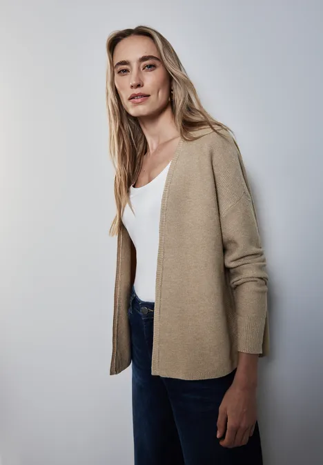 Cardigan ouvert structuré honey sand mel.