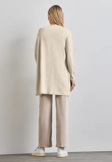 Langer Cardigan sheer beige mel.