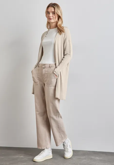 Langer Cardigan sheer beige mel.