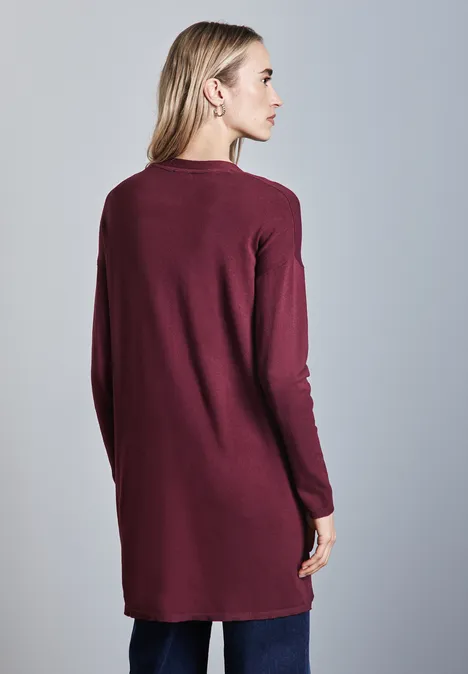 Langer Cardigan dark cherry red