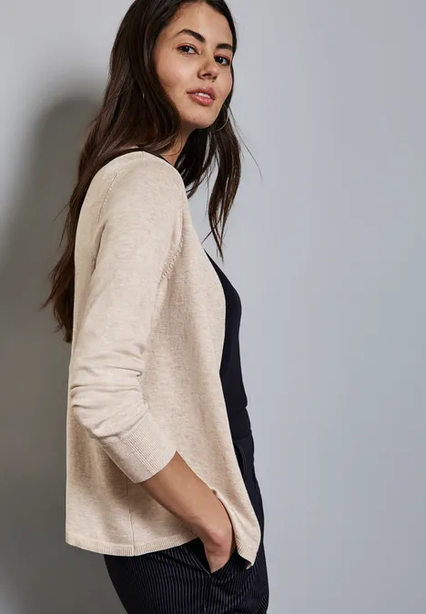 Offener Cardigan sheer beige mel.