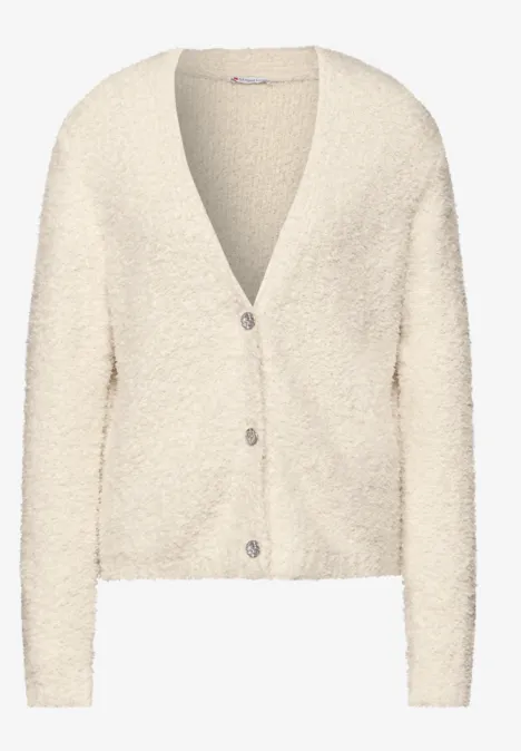 Cardigan mit Effektgarn soft beige