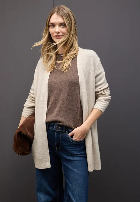 Offener Cardigan tusk cream mel.