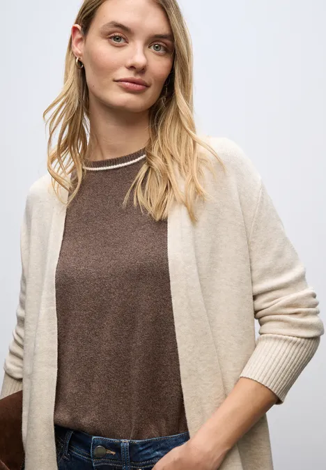Offener Cardigan tusk cream mel.