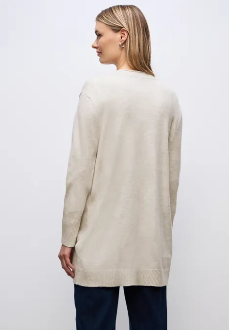 Cardigan avec bord roulé tusk cream mel.