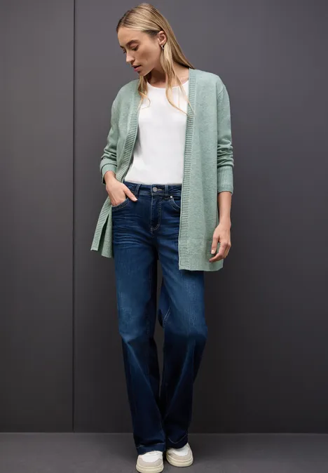 Cardigan mit Rollkante nile blue mel.