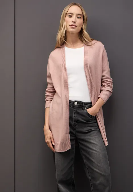 Cardigan mit Rollkante faded rose mel.