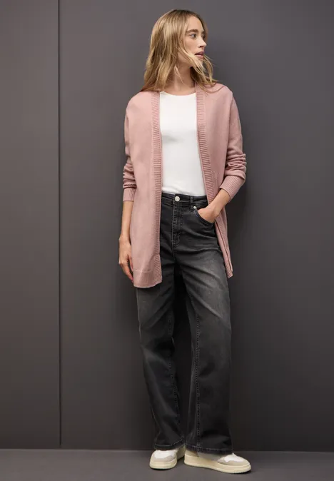 Cardigan mit Rollkante faded rose mel.