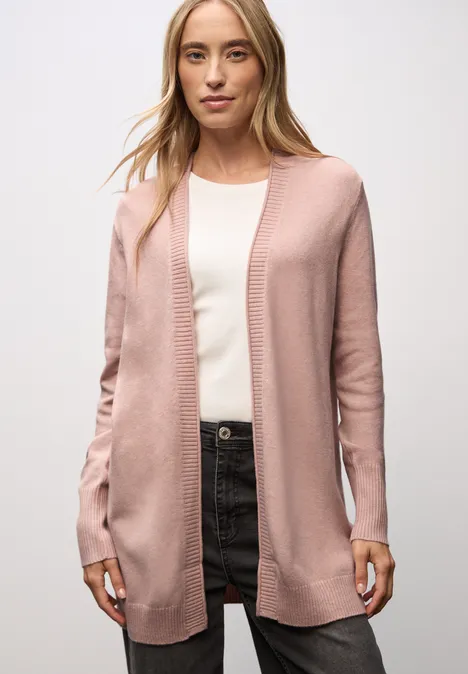 Cardigan mit Rollkante faded rose mel.