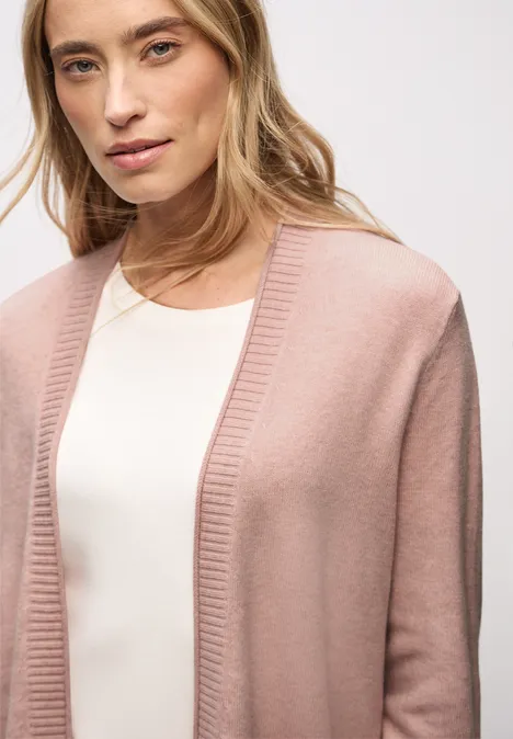 Cardigan mit Rollkante faded rose mel.