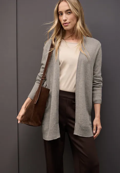 Cardigan avec bord roulé sandstone mocha mel.