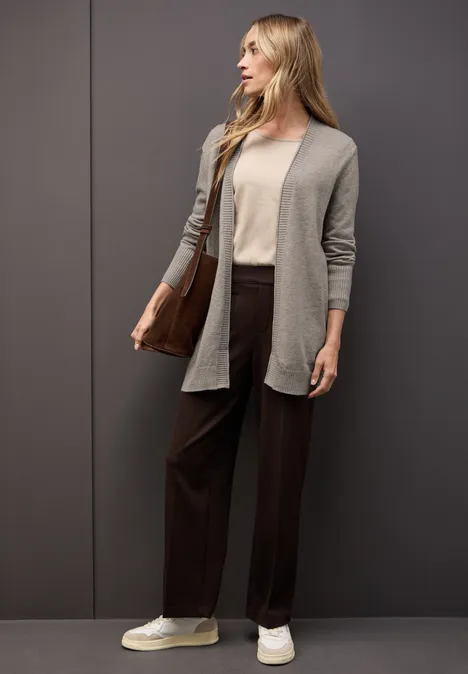 Cardigan avec bord roulé sandstone mocha mel.