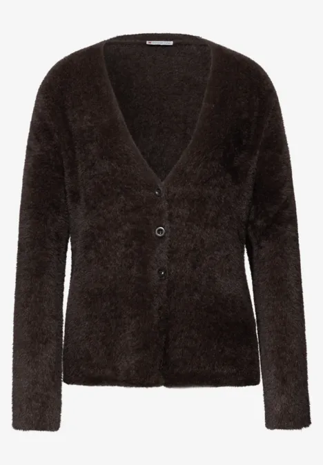 Kuscheliger V-Neck Cardigan deep roast brown