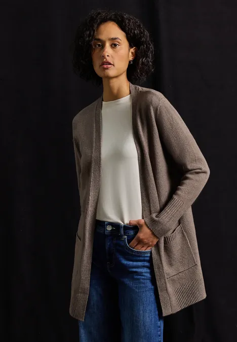 Offener Cardigan nomad brown mel.