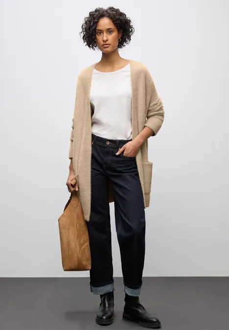 Lang vest van verengaren sanded beige