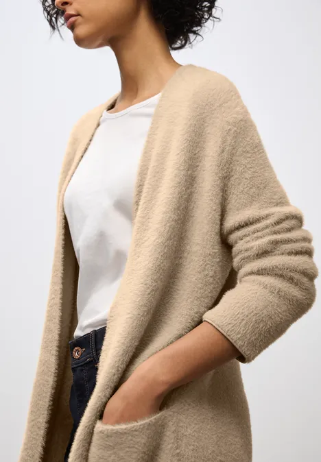Lang vest van verengaren sanded beige