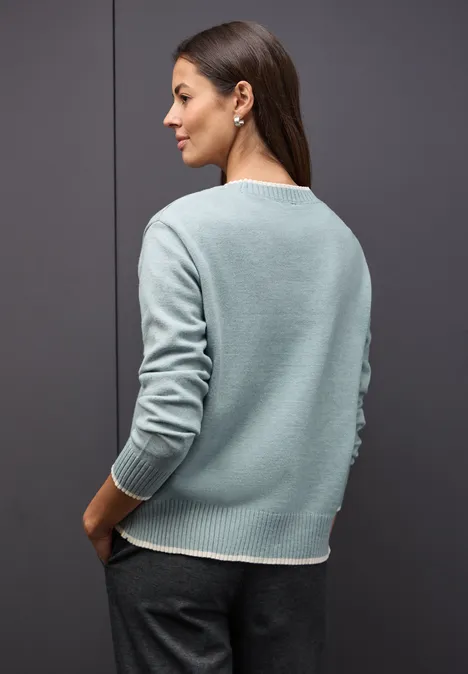 Cardigan mit Kontrastdetails nile blue mel. Cardigan mit Kontrastdetails nile blue mel.