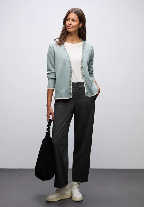 Cardigan mit Kontrastdetails nile blue mel. Cardigan mit Kontrastdetails nile blue mel.