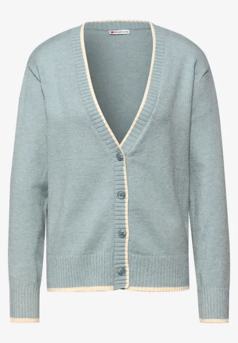 Cardigan mit Kontrastdetails nile blue mel. Cardigan mit Kontrastdetails nile blue mel.