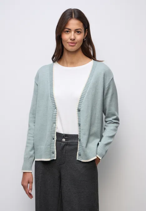 Cardigan mit Kontrastdetails nile blue mel. Cardigan mit Kontrastdetails nile blue mel.