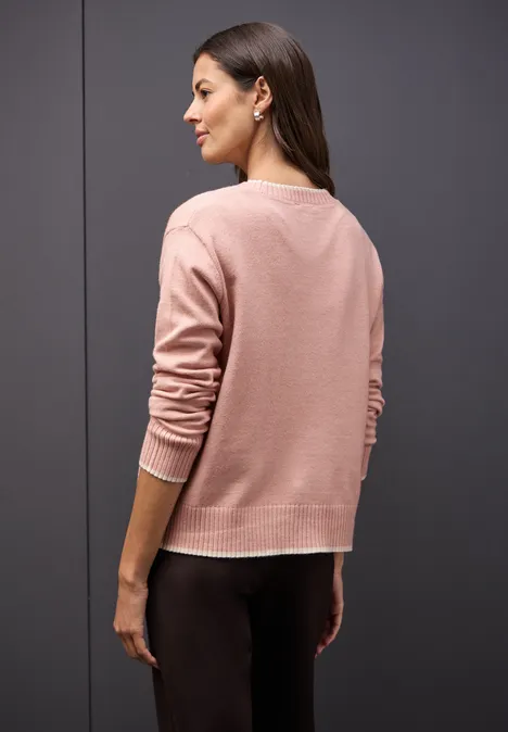 Cardigan mit Kontrastdetails faded rose mel. Cardigan mit Kontrastdetails faded rose mel.