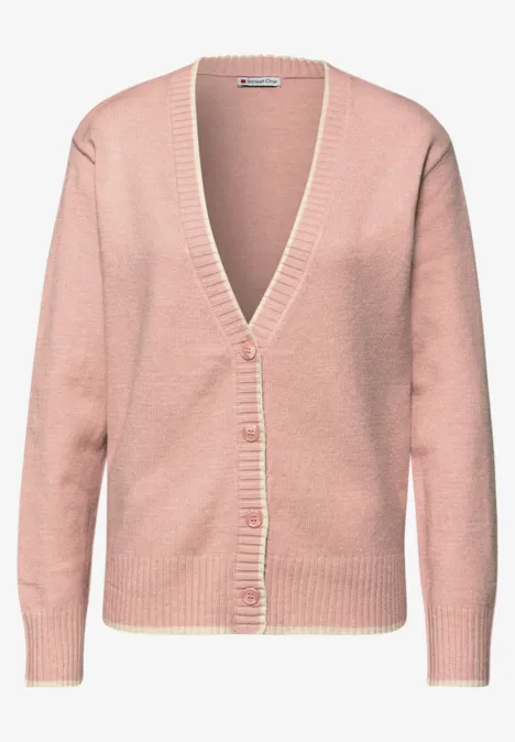 Cardigan mit Kontrastdetails faded rose mel. Cardigan mit Kontrastdetails faded rose mel.