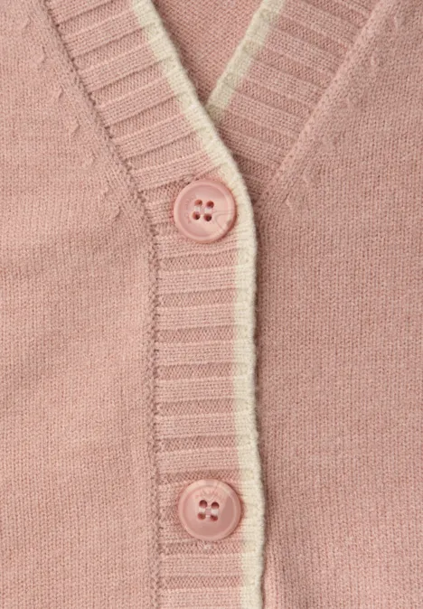 Cardigan mit Kontrastdetails faded rose mel. Cardigan mit Kontrastdetails faded rose mel.