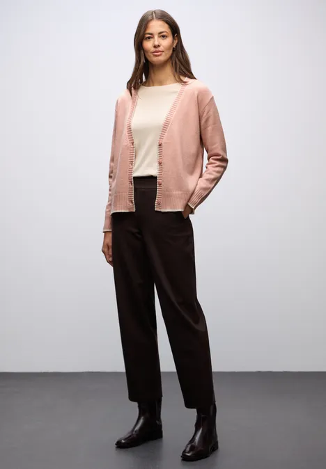 Cardigan mit Kontrastdetails faded rose mel. Cardigan mit Kontrastdetails faded rose mel.