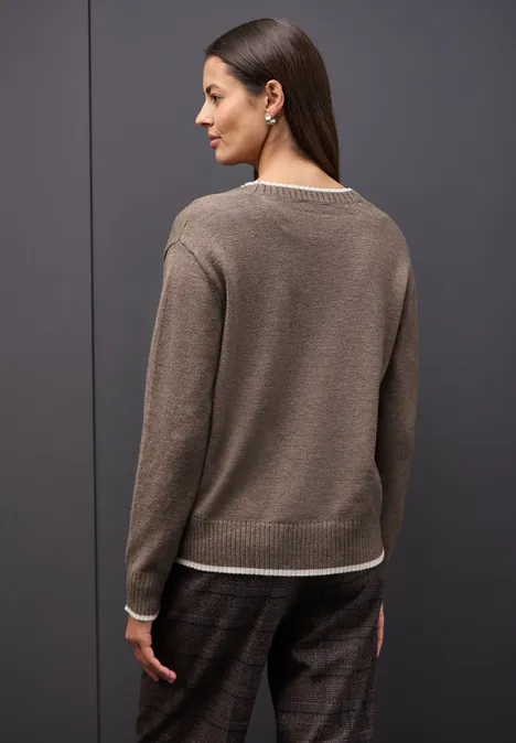 Cardigan mit Kontrastdetails silk brown mel. Cardigan mit Kontrastdetails silk brown mel.