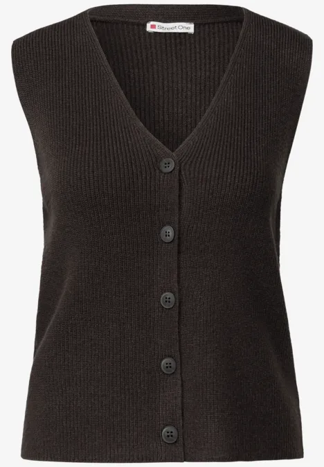 Gilet en maille côtelée douce deep roast brown
