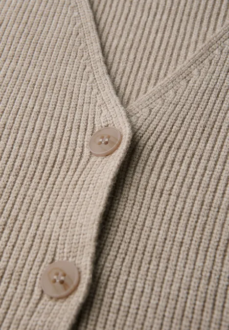 Softe Rippstrick-Weste morning beige mel.