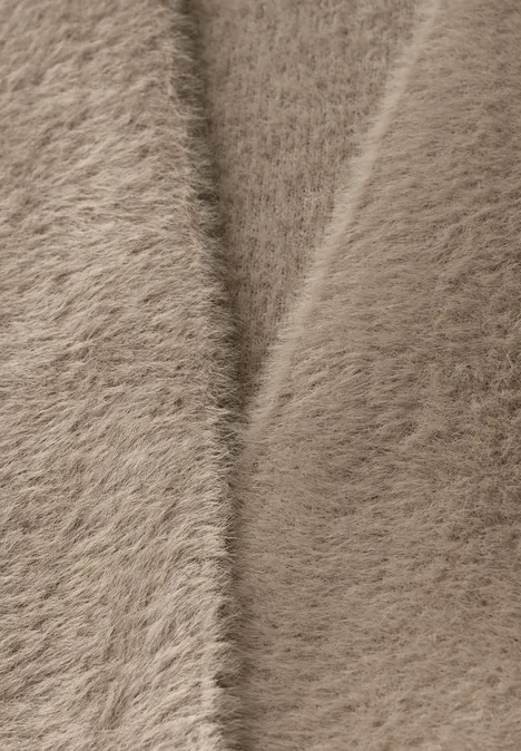 Offener Federgarn-Cardigan mocha glow Offener Federgarn-Cardigan mocha glow