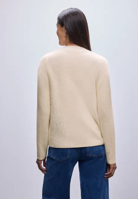 Offener Federgarn-Cardigan soft beige Offener Federgarn-Cardigan soft beige