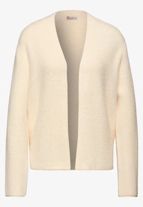 Offener Federgarn-Cardigan soft beige Offener Federgarn-Cardigan soft beige