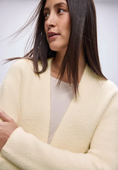 Offener Federgarn-Cardigan soft beige Offener Federgarn-Cardigan soft beige