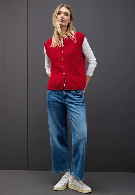 Ärmelloser Cosy Cardigan racing red