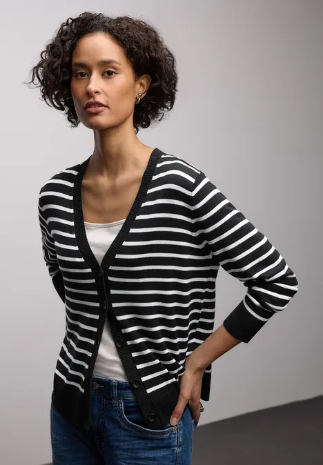 Gestreifter Cardigan Black