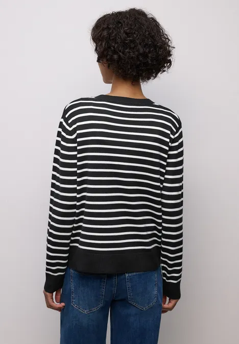 Gestreifter Cardigan Black