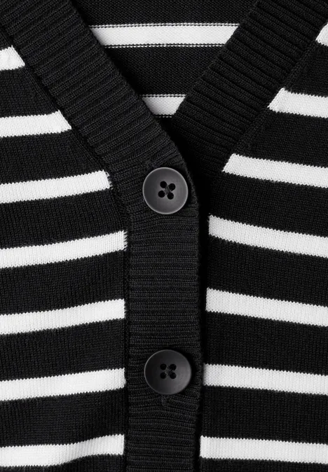Gestreifter Cardigan Black