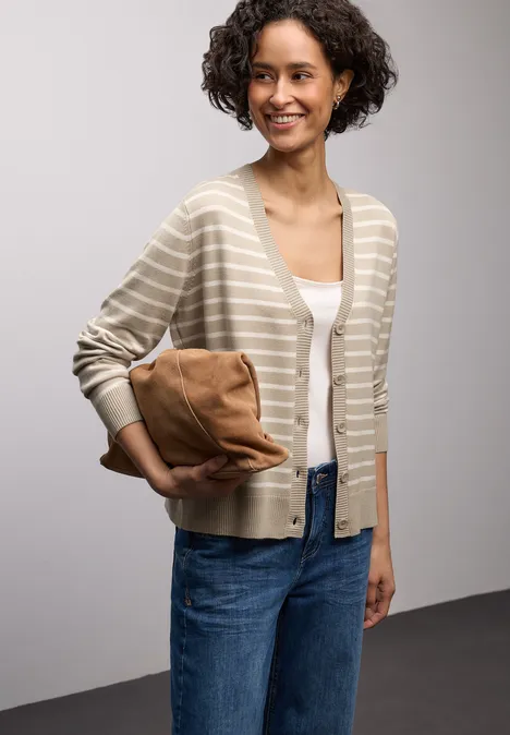 Gestreifter Cardigan cotton beige Gestreifter Cardigan cotton beige
