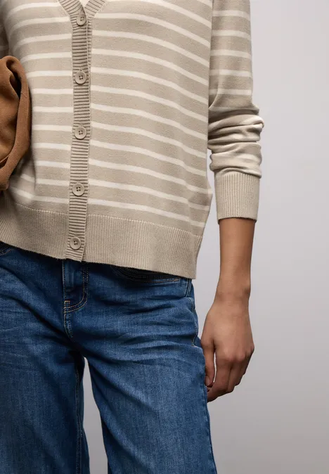 Gestreifter Cardigan cotton beige Gestreifter Cardigan cotton beige
