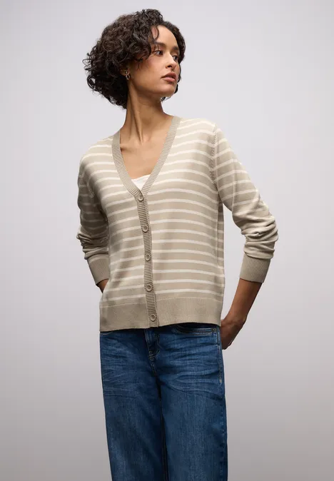 Gestreifter Cardigan cotton beige Gestreifter Cardigan cotton beige