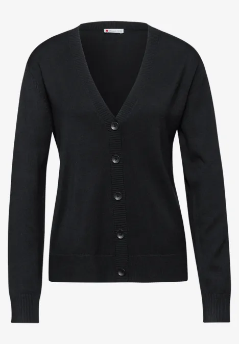 Strickjacke mit V-Ausschnitt Black