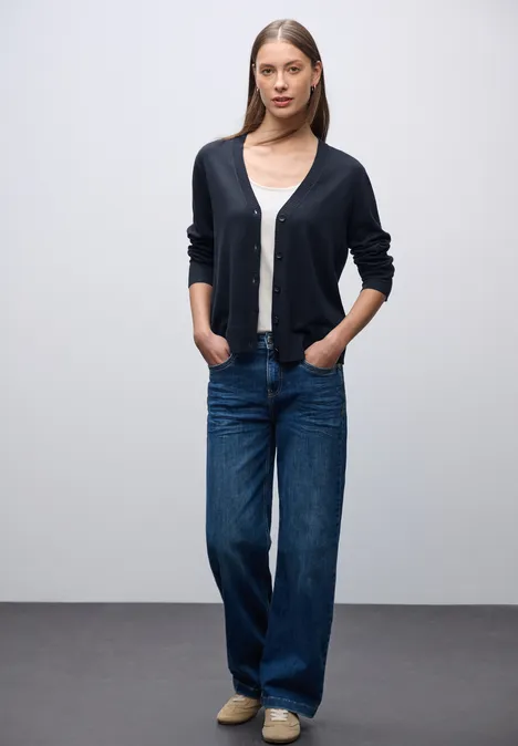 Strickjacke mit V-Ausschnitt deep blue