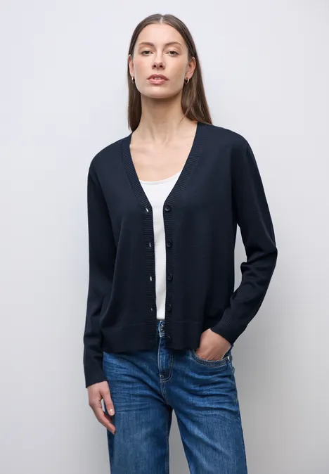 Strickjacke mit V-Ausschnitt deep blue