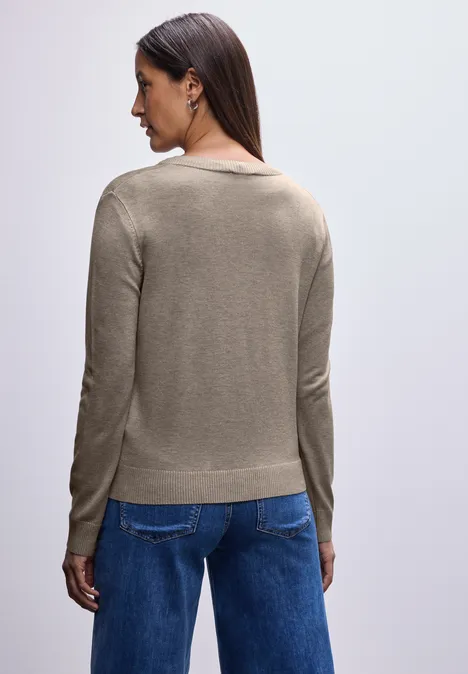 Strickjacke mit V-Ausschnitt mocha dream mel.